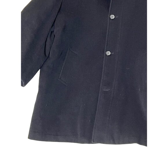 Chaps Men's Black Wool Blend Peacoat Size 46R Preppy Goth Warm Oversized - Picture 8 of 16